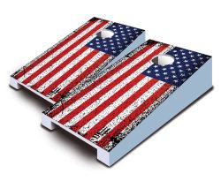 "Grunge American Flag" Tabletop Cornhole Set